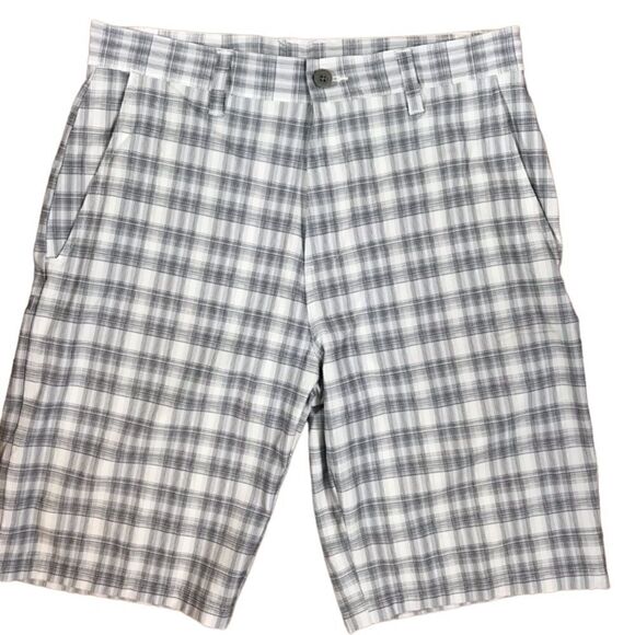 Ron Jon Surf Shop Gray And White Plaid Hybrid Shorts, Size 30 - Picture 1 of 3